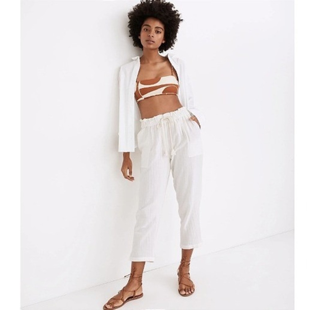 Madewell Women's Lightestspun Beach Cover-Up Pants Lighthouse Size L MD371 EUC